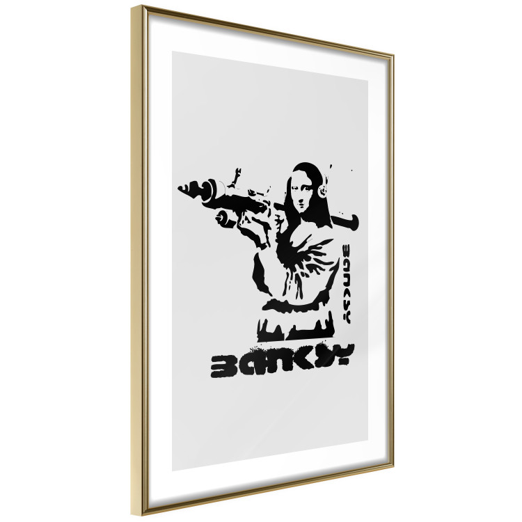 Poster Mona Lisa with a Bazooka - black and white Mona Lisa pattern in a graffiti motif 122811 additionalImage 8