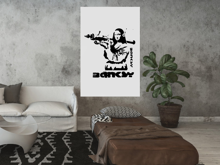 Poster Mona Lisa with a Bazooka - black and white Mona Lisa pattern in a graffiti motif 122811 additionalImage 23