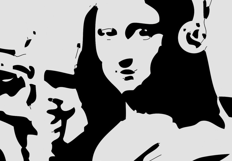 Poster Mona Lisa with a Bazooka - black and white Mona Lisa pattern in a graffiti motif 122811 additionalImage 11