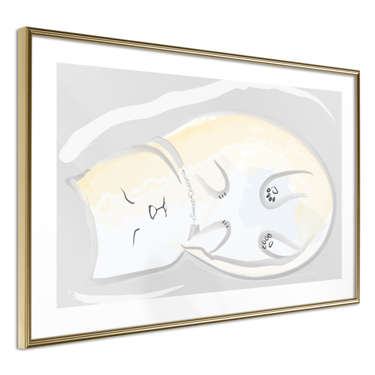 Poster Sleeping Kitty - abstract white upside-down lying animal 122911 additionalImage 6