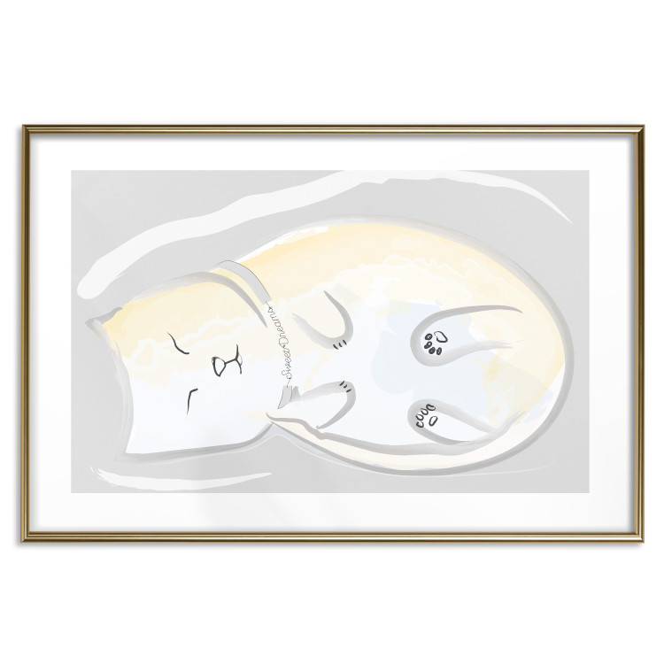 Poster Sleeping Kitty - abstract white upside-down lying animal 122911 additionalImage 16
