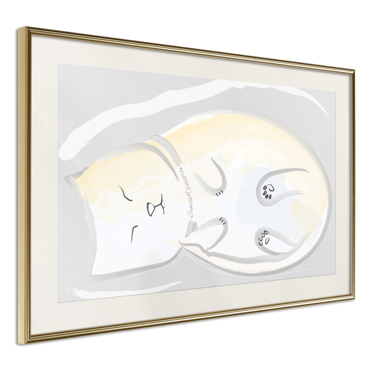 Poster Sleeping Kitty - abstract white upside-down lying animal 122911 additionalImage 2