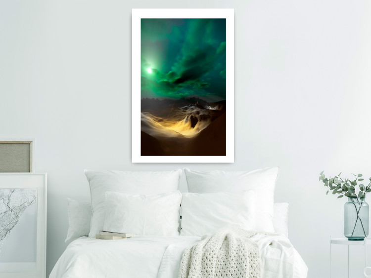 Poster Bright Night - landscape of moonlight on green sky and clouds 123611 additionalImage 4
