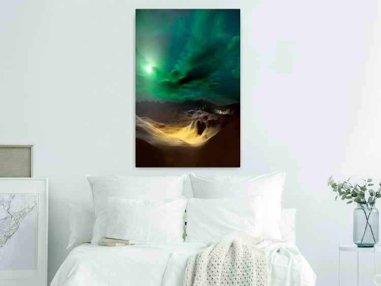 Poster Bright Night - landscape of moonlight on green sky and clouds 123611 additionalImage 23