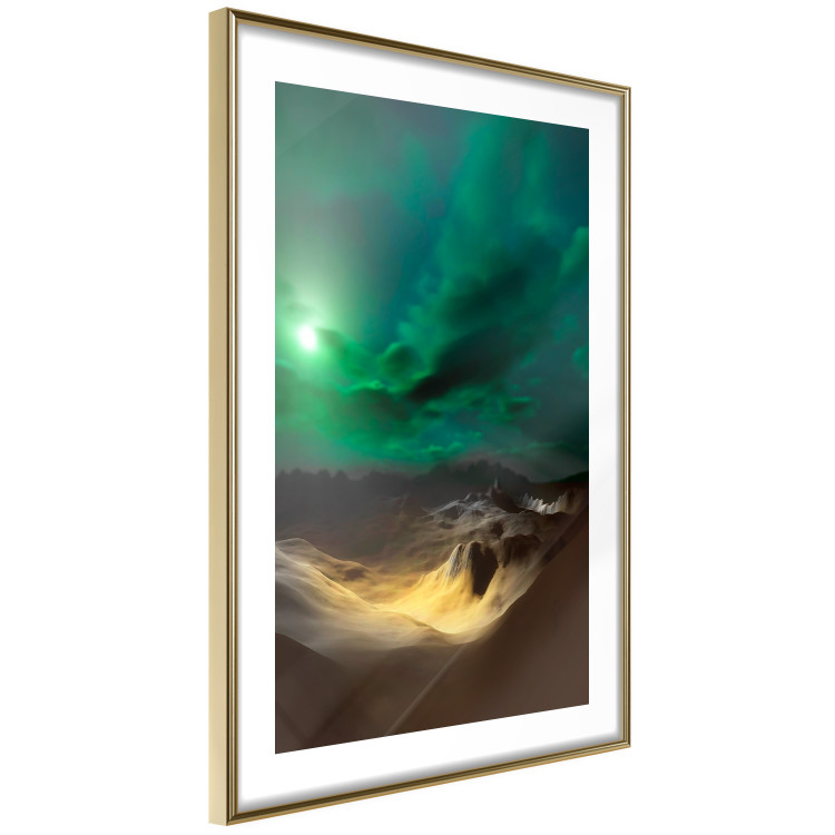 Poster Bright Night - landscape of moonlight on green sky and clouds 123611 additionalImage 6