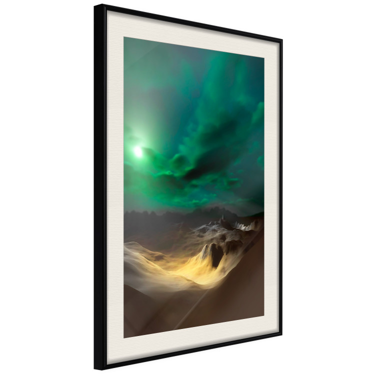Poster Bright Night - landscape of moonlight on green sky and clouds 123611 additionalImage 3