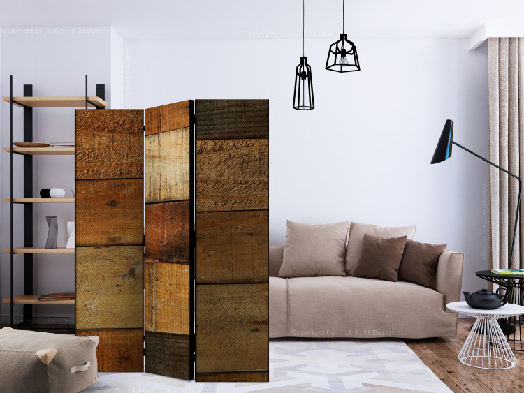 Room Separator Wooden Textures (3-piece) - composition in warm colors 124311 additionalImage 4