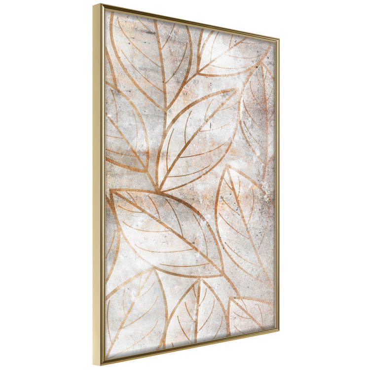 Wall Poster Wind Script - natural concrete texture with brown leaf contours 125411 additionalImage 12