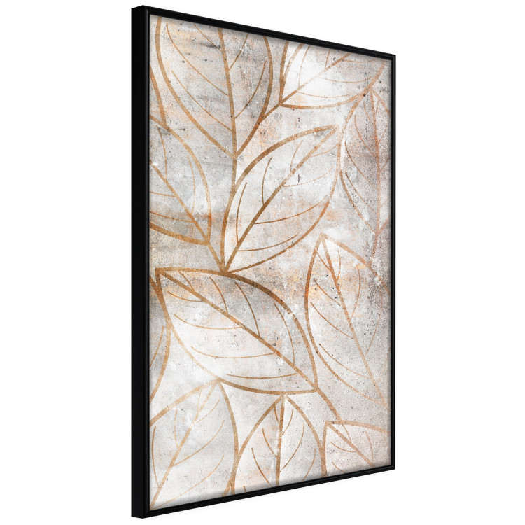 Wall Poster Wind Script - natural concrete texture with brown leaf contours 125411 additionalImage 10