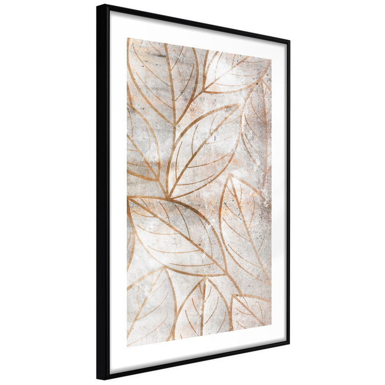 Wall Poster Wind Script - natural concrete texture with brown leaf contours 125411 additionalImage 11