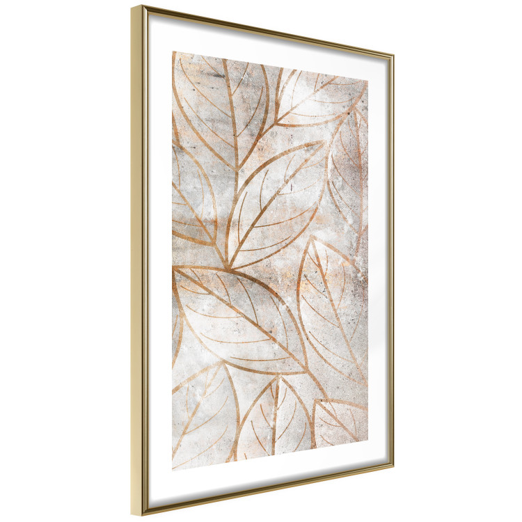 Wall Poster Wind Script - natural concrete texture with brown leaf contours 125411 additionalImage 8
