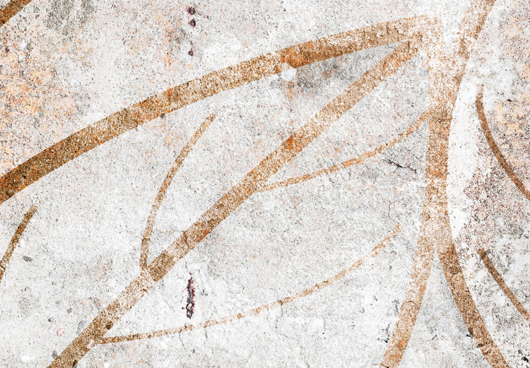 Wall Poster Wind Script - natural concrete texture with brown leaf contours 125411 additionalImage 9