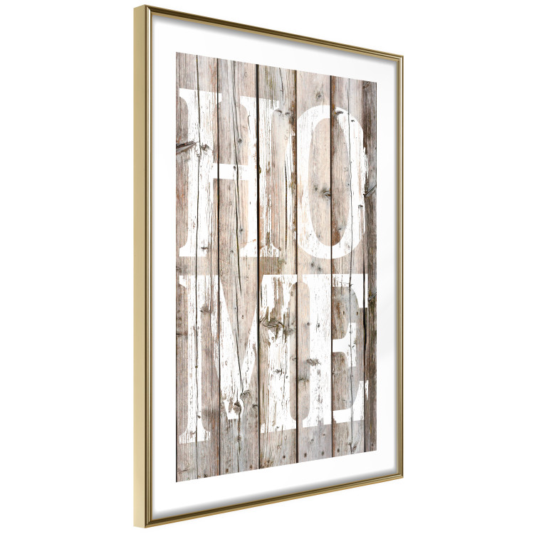 Poster Retro: Home - white English text on a background of wooden planks 125711 additionalImage 8