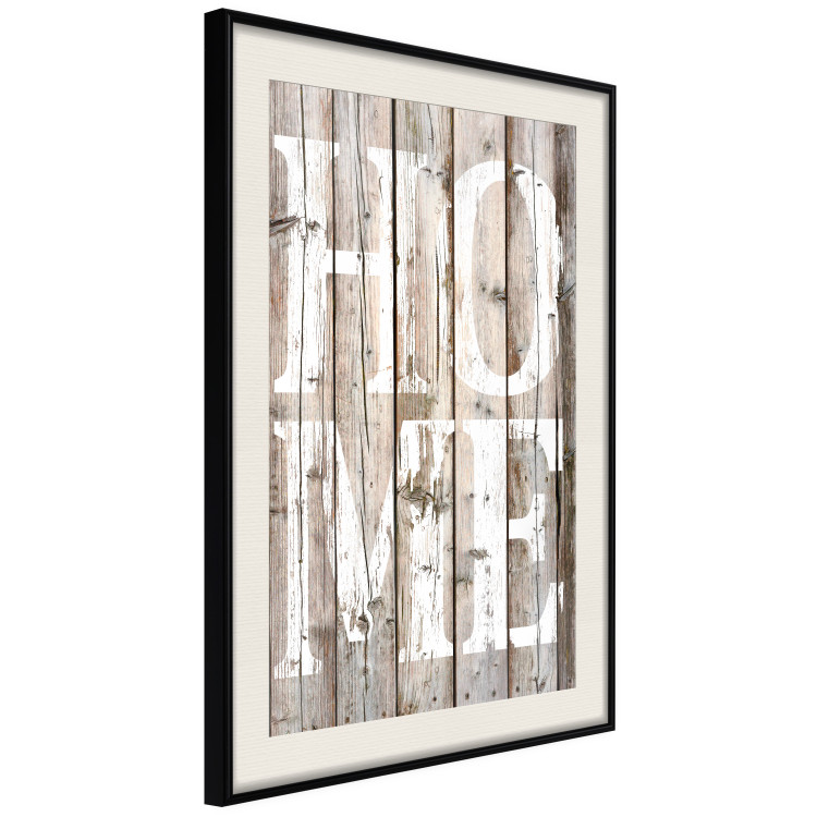 Poster Retro: Home - white English text on a background of wooden planks 125711 additionalImage 3