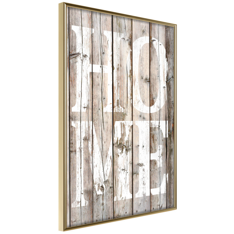 Poster Retro: Home - white English text on a background of wooden planks 125711 additionalImage 12