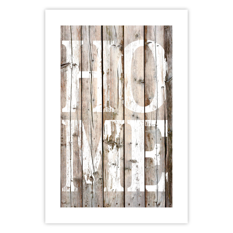 Poster Retro: Home - white English text on a background of wooden planks 125711 additionalImage 19