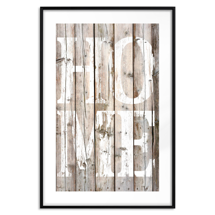 Poster Retro: Home - white English text on a background of wooden planks 125711 additionalImage 15