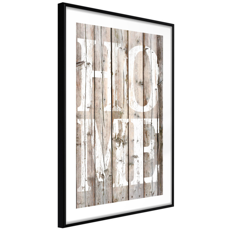 Poster Retro: Home - white English text on a background of wooden planks 125711 additionalImage 13