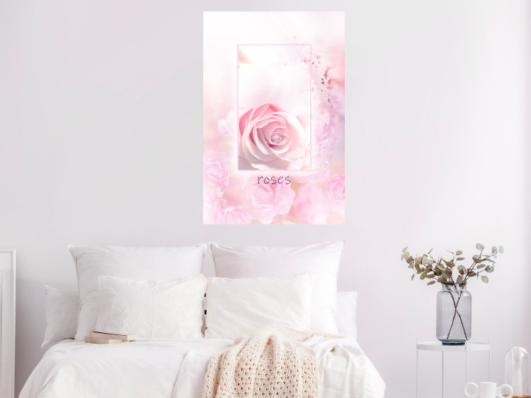 Wall Poster World of Roses - natural pink flower with English text 126211 additionalImage 17