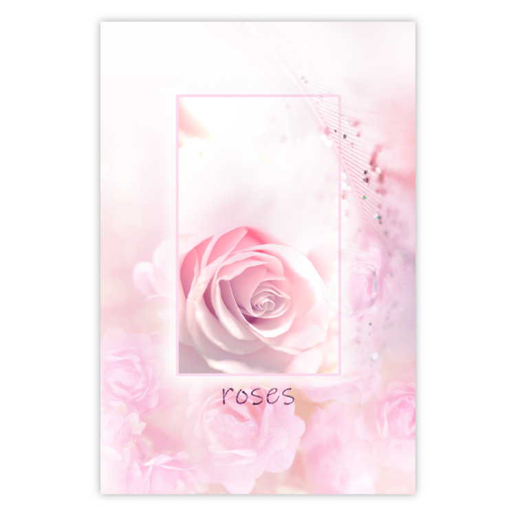Wall Poster World of Roses - natural pink flower with English text 126211
