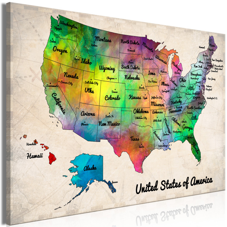 Canvas Map of North America - multicoloured with English inscriptions 127911 additionalImage 2