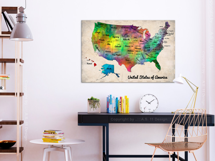 Canvas Map of North America - multicoloured with English inscriptions 127911 additionalImage 3