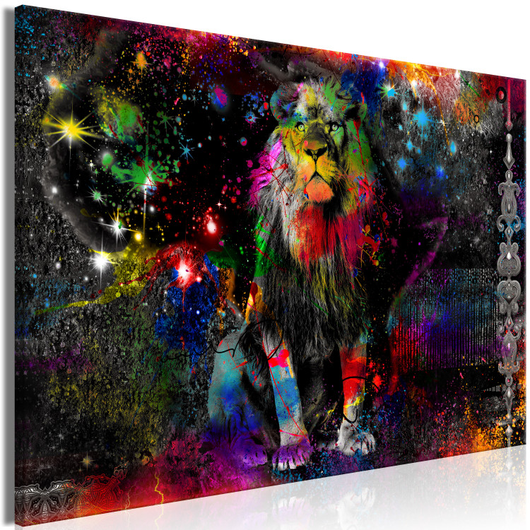 Canvas Art Print Colorful Africa (1-part) wide - abstract colorful lion 128411 additionalImage 2