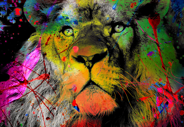Canvas Art Print Colorful Africa (1-part) wide - abstract colorful lion 128411 additionalImage 4