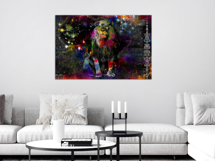 Canvas Art Print Colorful Africa (1-part) wide - abstract colorful lion 128411 additionalImage 3