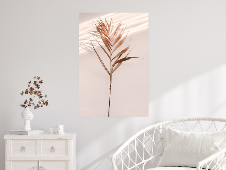 Poster Exotic Shadow - plant with brown leaves against a uniform wall 129511 additionalImage 2