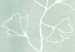 Poster Minty Ginkgo - white line art of a plant with flowers on a mint background 130811 additionalThumb 11