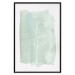 Poster Minty Ginkgo - white line art of a plant with flowers on a mint background 130811 additionalThumb 18
