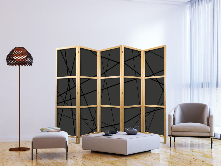 Room Separator Dark Crossroad II (5-piece) - black geometric abstraction 132611 additionalImage 6