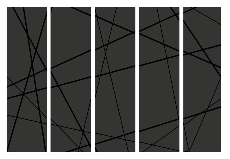 Room Separator Dark Crossroad II (5-piece) - black geometric abstraction 132611 additionalImage 7