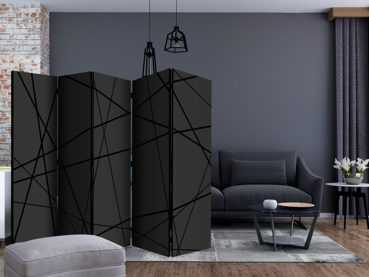 Room Separator Dark Crossroad II (5-piece) - black geometric abstraction 132611 additionalImage 4