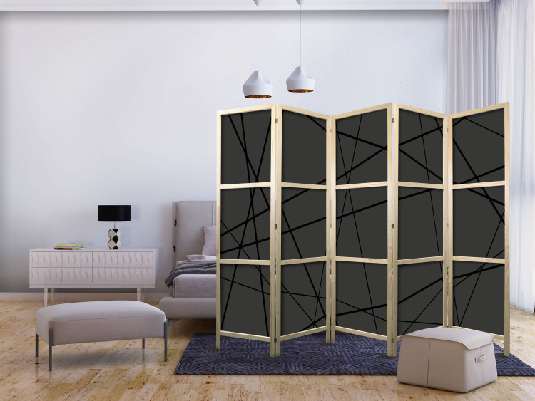 Room Separator Dark Crossroad II (5-piece) - black geometric abstraction 132611 additionalImage 8