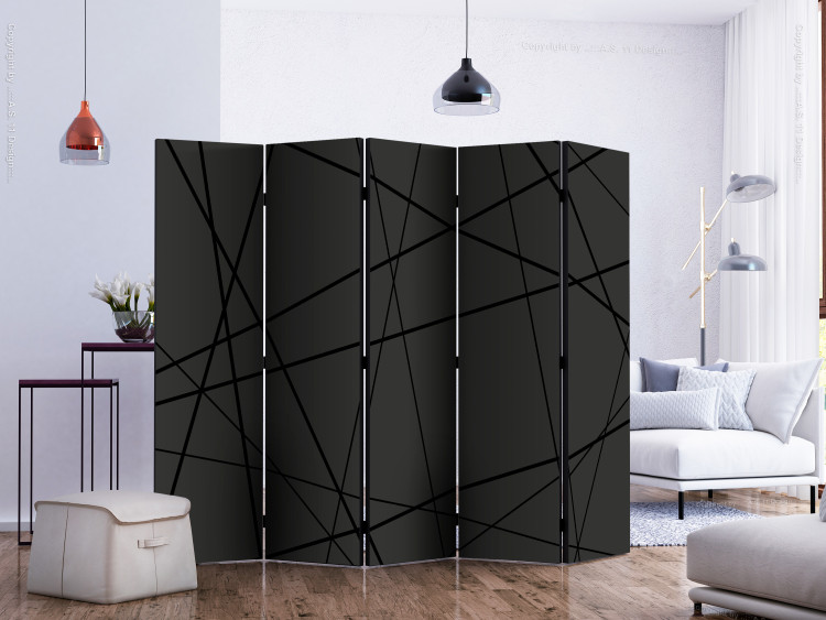 Room Separator Dark Crossroad II (5-piece) - black geometric abstraction 132611 additionalImage 2