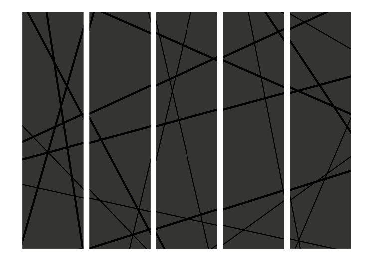 Room Separator Dark Crossroad II (5-piece) - black geometric abstraction 132611 additionalImage 3
