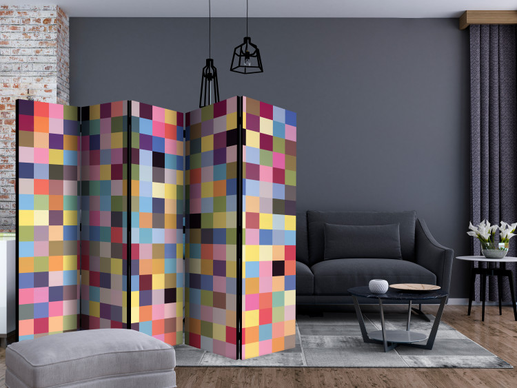 Folding Screen Full Spectrum II (5-piece) - geometric multicolored mosaic 132711 additionalImage 4