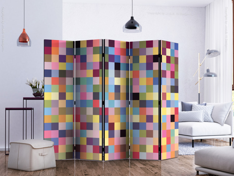 Folding Screen Full Spectrum II (5-piece) - geometric multicolored mosaic 132711 additionalImage 2