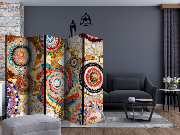Room Divider Screen Moroccan Mosaic II (5-piece) - colorful ethnic pattern with stones 132911 additionalImage 4