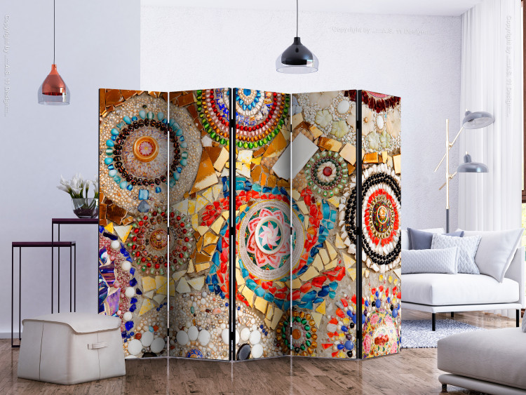 Room Divider Screen Moroccan Mosaic II (5-piece) - colorful ethnic pattern with stones 132911 additionalImage 2