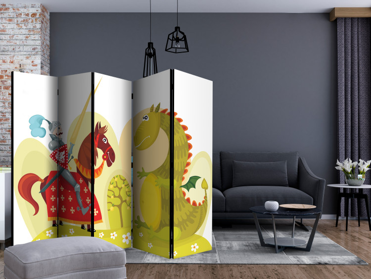 Room Divider Dragon and Knight II (5-piece) - colorful fairytale characters for children 133011 additionalImage 4