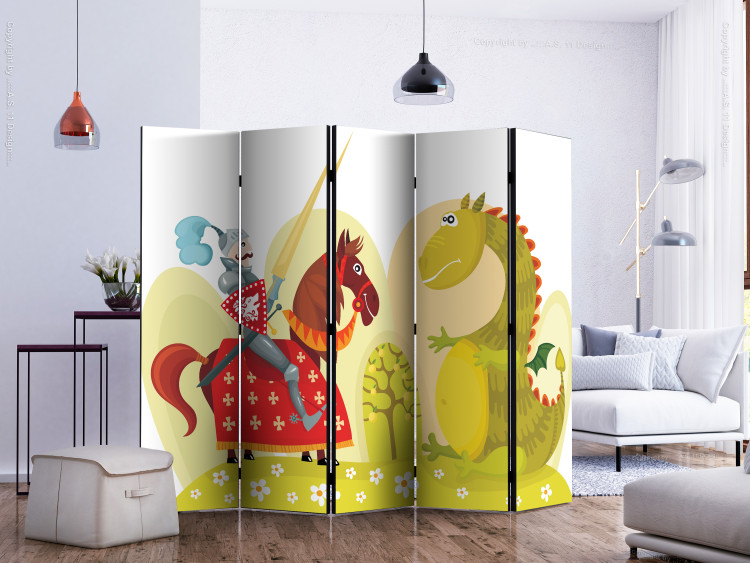 Room Divider Dragon and Knight II (5-piece) - colorful fairytale characters for children 133011 additionalImage 2