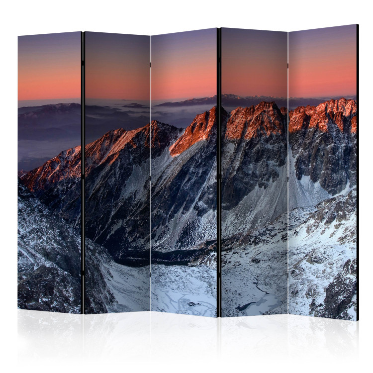 Room Divider Beautiful Sunrise in the Rocky Mountains II (5-piece) - rocks in winter 133111