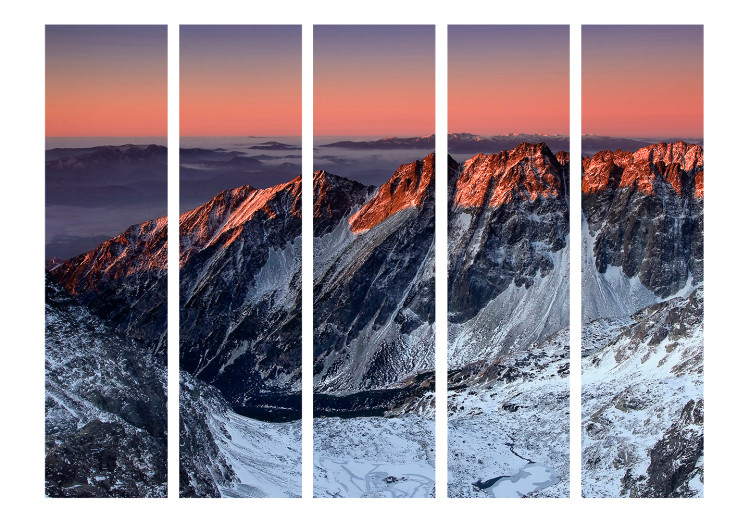 Room Divider Beautiful Sunrise in the Rocky Mountains II (5-piece) - rocks in winter 133111 additionalImage 3