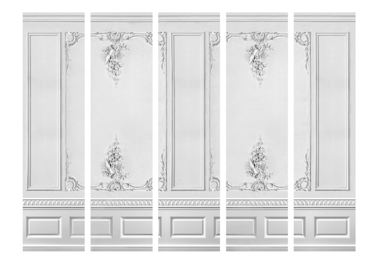 Folding Screen Palace Wall II (5-piece) - elegant gray background in ornaments 133411 additionalImage 3