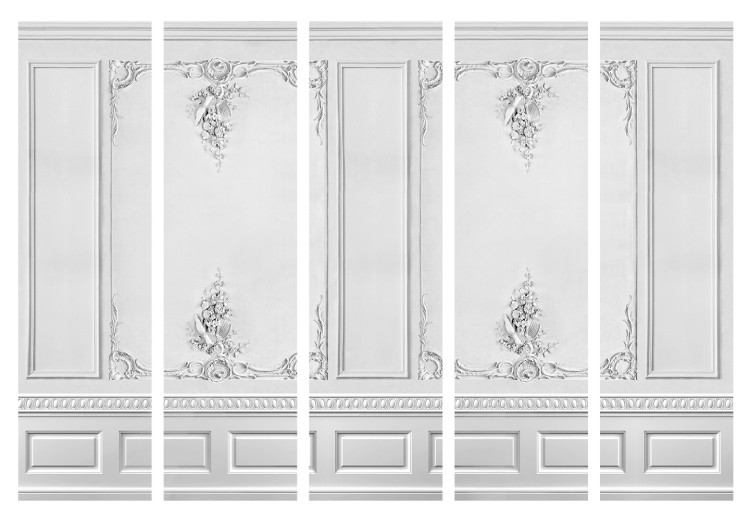 Folding Screen Palace Wall II (5-piece) - elegant gray background in ornaments 133411 additionalImage 7
