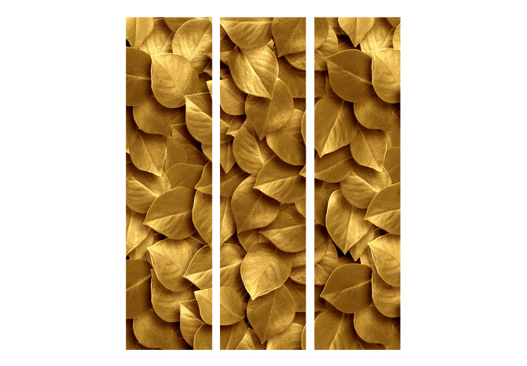 Folding Screen Golden Leaves - luxurious plant composition created from golden leaves 133811 additionalImage 3
