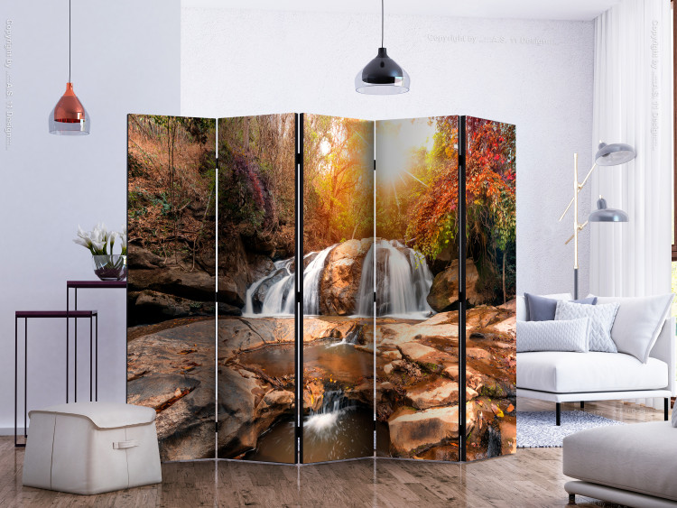 Folding Screen Waterfall of Silence II - landscape of rocks and waterfall against sunlight 134111 additionalImage 2